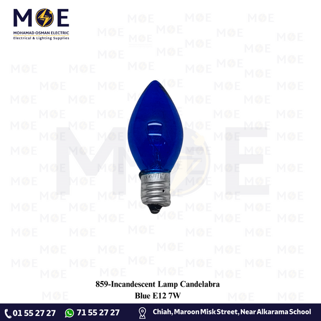 Incandescent Lamp Blue Candelabra E12 7W