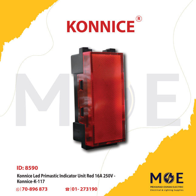 Konnice Led Prismatic Indicator Unit Red 16A 250V | K-117 | لمبة اشارة ليد احمر