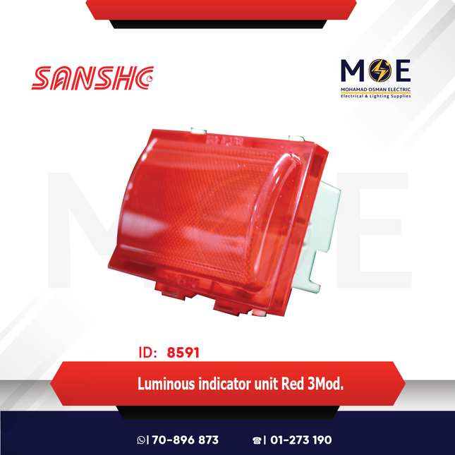 Sanshe Luminous indicator unit Red 3Module | KH-1128 | نواصة احمر