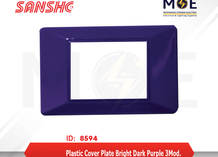 Sanshe Plastic Cover Plate Bright Dark Purple 3module | KH83-038 | بلاك بلاستيك موف غامق لميع