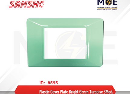 Sanshe Plastic Cover Plate Bright Green Turquoise 3module | KH83-019 | بلاك بلاستيك تركوازي اخضر لميع