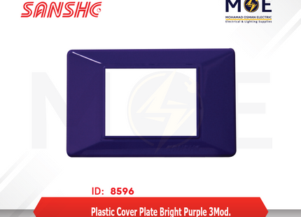 Sanshe Plastic Cover Plate Bright Purple 3module | KH-83-017 | بلاك بلاستيك بنفسجي لميع