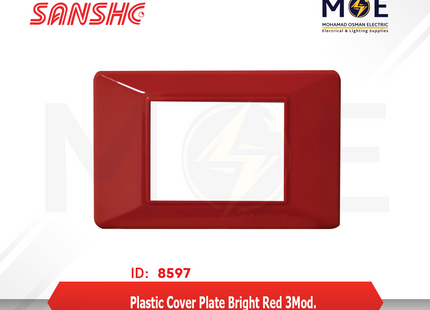 Sanshe Plastic Cover Plate Bright Red 3module | KH83-011 | بلاك بلاستيك احمر لميع