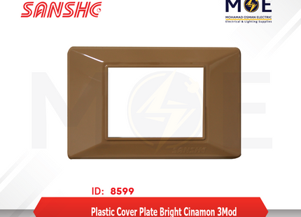 Sanshe Plastic Cover Plate Bright Cinamon 3module | KH83-042 | بلاك بلاستيك قرفي