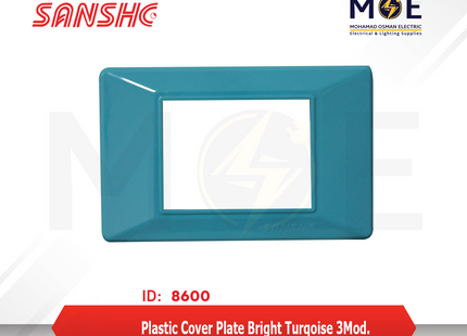 Sanshe Plastic Cover Plate Bright Blue Turquoise 3module | KH83-013 | بلاك بلاستيك تركوازي لميع