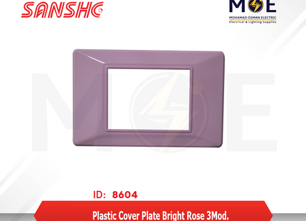 Sanshe Plastic Cover Plate Bright Rose 3module | KH83-008 | بلاك بلاستيك وردي لميع