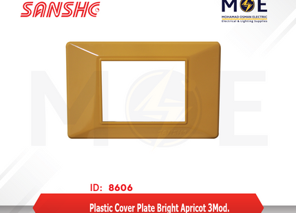Sanshe Plastic Cover Plate Bright Apricot 3module | KH83-039 | بلاك بلاستيك مشمش لميع