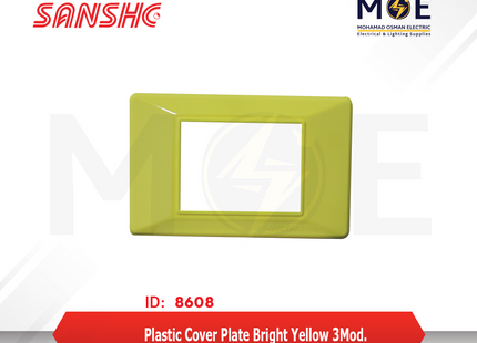 Sanshe Plastic Cover Plate Bright Yellow 3module | KH83-012 | بلاك بلاستيك اصفر لميع