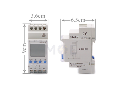 Spark Weekly Digital Time Switch Din AC/DC 12-220V 2module | RD-TPD1B-535845 | تايمر اسبوعي على سكة