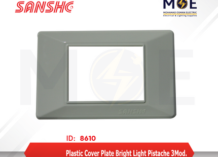 Sanshe Plastic Cover Plate Bright Light Pistache 3module | KH83-010 | بلاك بلاستيك فستقي فاتح لميع