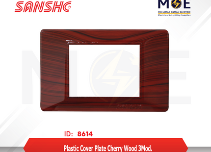 Sanshe Plastic Cover Plate Cherry Wood 3module | KH83-020 | بلاك بلاستيك خشب كرزي