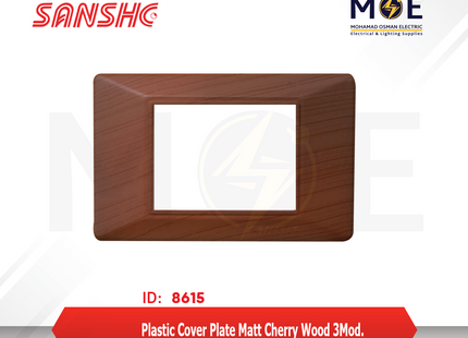 Sanshe Plastic Cover Plate Matt Cherry Wood 3module | KH83-223 | بلاك بلاستيك خشب كرزي ناشف