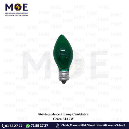 Incandescent Lamp Green Candelabra E12 7W