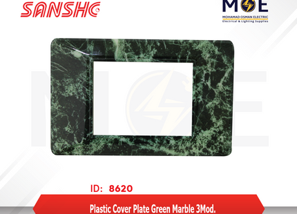 Sanshe Plastic Cover Plate Green Marble 3module | KH83-032 | بلاك بلاستيك رخام اخضر