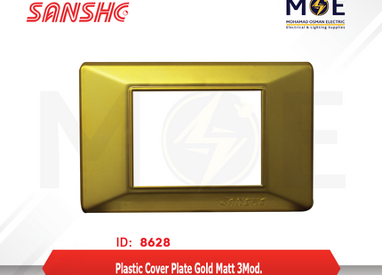 Sanshe Plastic Cover Plate Gold Matt 3module | KH83-037 | بلاك بلاستيك ذهبي ناشف