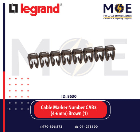 Legrand Cable Markers Number CAB3 ( 4-6mm ) Brown ( 1 ) | CAB3 38231