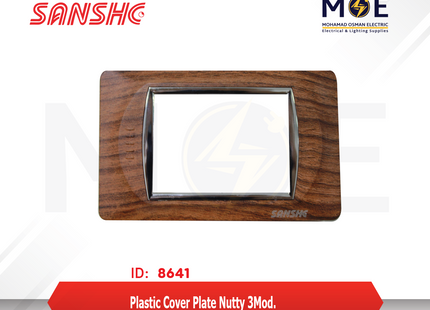 Sanshe Plastic Cover Plate Nutty 3module | KH3-022 | بلاك بلاستيك جوزي/كروم