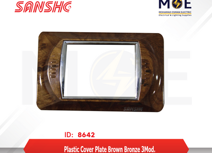Sanshe Plastic Cover Plate Brown Bronze 3module | KH3-100 | بلاك بلاستيك بني برونز مع كروم