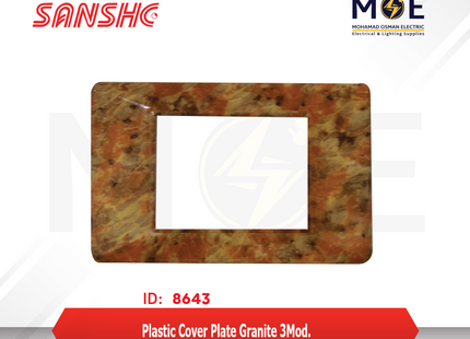 Sanshe Plastic Cover Plate Granite 3module | KH83-033 | بلاك بلاستيك غرانيت