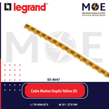 Legrand Cable Markers Capital Letter Duplix Yellow ( D ) | 38413