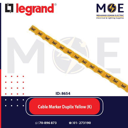 Legrand Cable Markers Capital Letter Duplix Yellow ( K ) | 38420