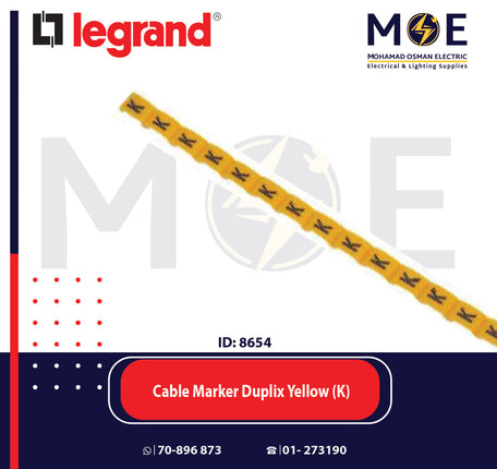 Legrand Cable Markers Capital Letter Duplix Yellow ( K ) | 38420