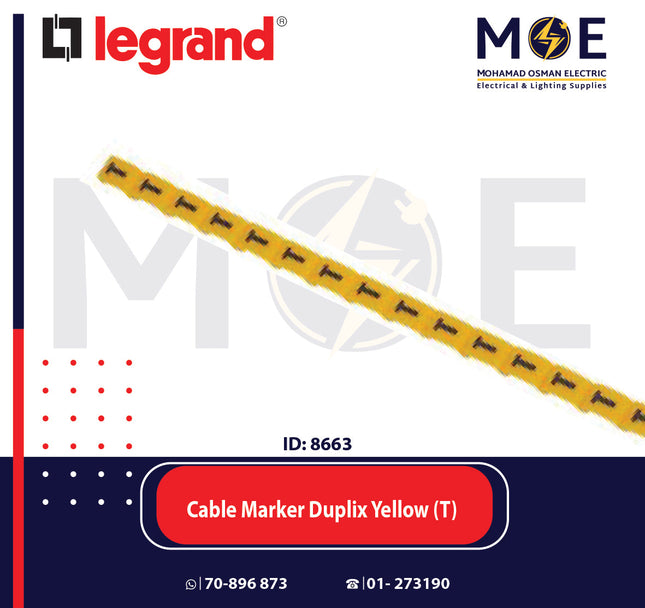 Legrand Cable Markers Capital Letter Duplix Yellow ( T ) | 38429