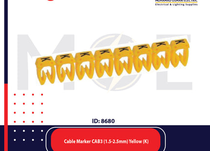 Legrand Cable Markers Capital Letter CAB3 ( 1.5-2.5mm ) Yellow ( K ) | 38340 | حلقة ترقيم كابلات اصفر حرف