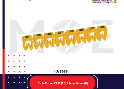 Legrand Cable Markers Capital Letter CAB3 ( 1.5-2.5mm ) Yellow ( N ) | 38343 | حلقة ترقيم كابلات اصفر حرف