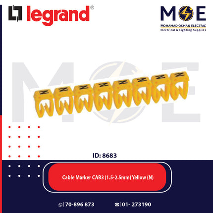 Legrand Cable Markers Capital Letter CAB3 ( 1.5-2.5mm ) Yellow ( N ) | 38343