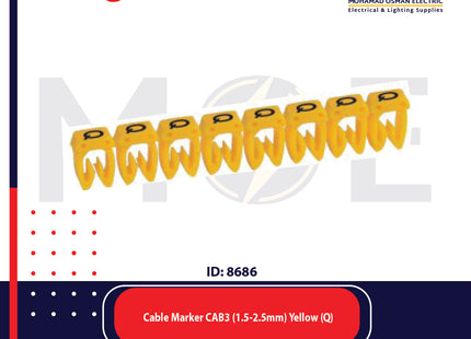 Legrand Cable Markers Capital Letter CAB3 ( 1.5-2.5mm ) Yellow ( Q ) | 38346 | حلقة ترقيم كابلات اصفر حرف