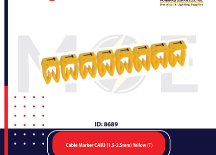 Legrand Cable Markers Capital Letter CAB3 ( 1.5-2.5mm ) Yellow ( T ) | 38349 | حلقة ترقيم كابلات اصفر حرف