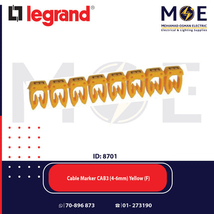 Legrand Cable Markers Capital Letter CAB3 ( 4-6mm ) Yellow ( F ) | 38365