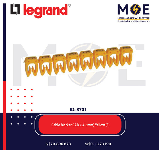 Legrand Cable Markers Capital Letter CAB3 ( 4-6mm ) Yellow ( F ) | 38365