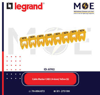 Legrand Cable Markers Capital Letter CAB3 ( 4-6mm ) Yellow ( G ) | 38366 | حلقة ترقيم كابلات اصفر حرف