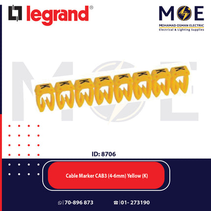 Legrand Cable Markers Capital Letter CAB3 ( 4-6mm ) Yellow ( K ) | 38370