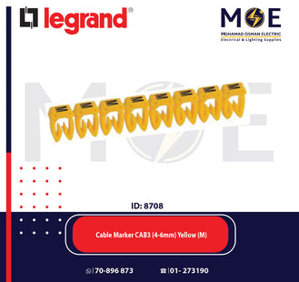 Legrand Cable Markers Capital Letter CAB3 ( 4-6mm ) Yellow ( M ) | 38372 | حلقة ترقيم كابلات اصفر حرف