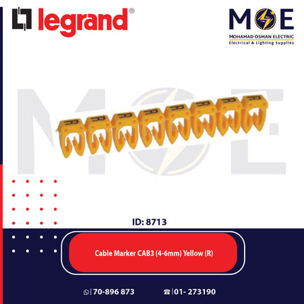 Legrand Cable Markers Capital Letter CAB3 ( 4-6mm ) Yellow ( R ) | 38377