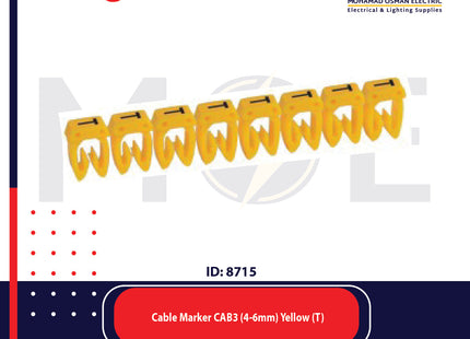 Legrand Cable Markers Capital Letter CAB3 ( 4-6mm ) Yellow ( T ) | 38379 | حلقة ترقيم كابلات اصفر حرف