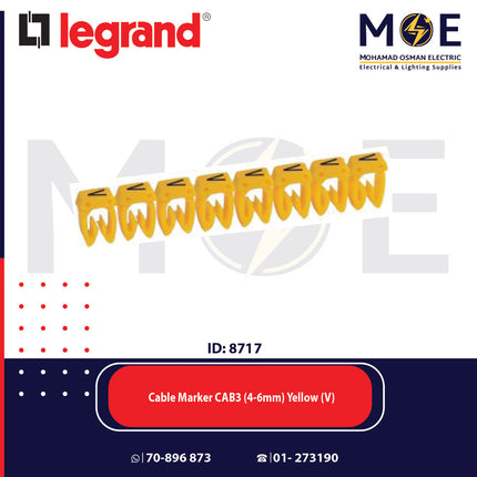 Legrand Cable Markers Capital Letter CAB3 ( 4-6mm ) Yellow ( V ) | 38381