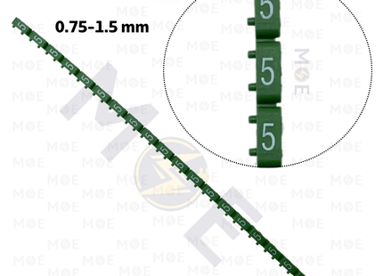 Klemsan Cable Markers Number KE1 ( 0.75-1.5mm ) Green ( 5 ) | KL 517005 | حلقة ترقيم كابلات اخضر رقم