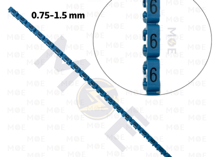 Klemsan Cable Markers Number KE1 ( 0.75-1.5mm ) Blue ( 6 ) | KL 517006 | حلقة ترقيم كابلات ازرق رقم