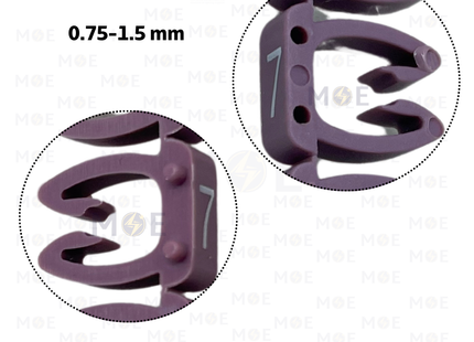 Klemsan Cable Markers Number KE1 ( 0.75-1.5mm ) Purple ( 7 ) | KL 517007 | حلقة ترقيم كابلات موف رقم