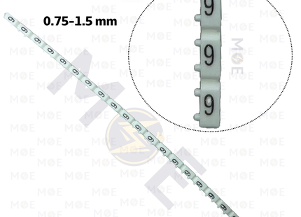 Klemsan Cable Markers Number KE1 ( 0.75-1.5mm ) White ( 9 ) | KL 517009 | حلقة ترقيم كابلات ابيض رقم