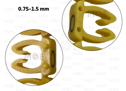 Klemsan Cable Markers Capital Letter KE1 ( 0.75-1.5mm ) Yellow ( O ) | KL 517024 | حلقة ترقيم كابلات اصفر حرف