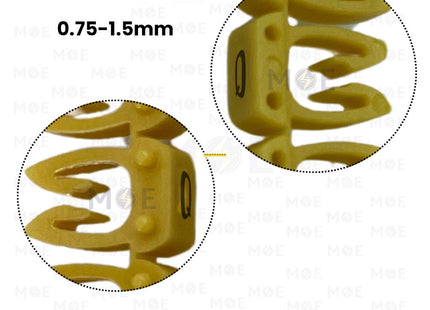 Klemsan Cable Markers Capital Letter KE1 ( 0.75-1.5mm ) Yellow ( Q ) | KL 517026