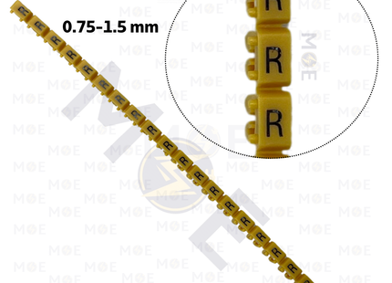 Klemsan Cable Markers Capital Letter KE1 ( 0.75-1.5mm ) Yellow ( R ) | KL 517027 | حلقة ترقيم كابلات اصفر حرف