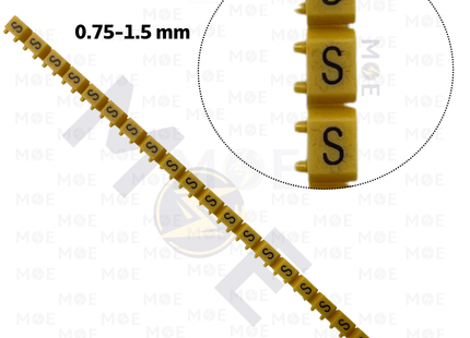 Klemsan Cable Markers Capital Letter KE1 ( 0.75-1.5mm ) Yellow ( S ) | KL 517028 | حلقة ترقيم كابلات اصفر حرف