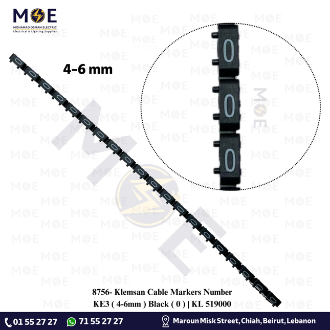 Klemsan Cable Markers Number KE3 ( 4-6mm ) Black ( 0 ) | KL 519000