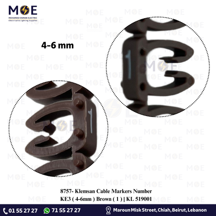 Klemsan Cable Markers Number KE3 ( 4-6mm ) Brown ( 1 ) | KL 519001